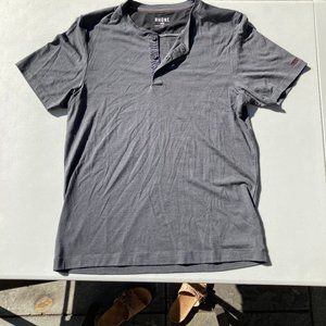 Rhone Merino Wool Henley Short Sleeve in Grey